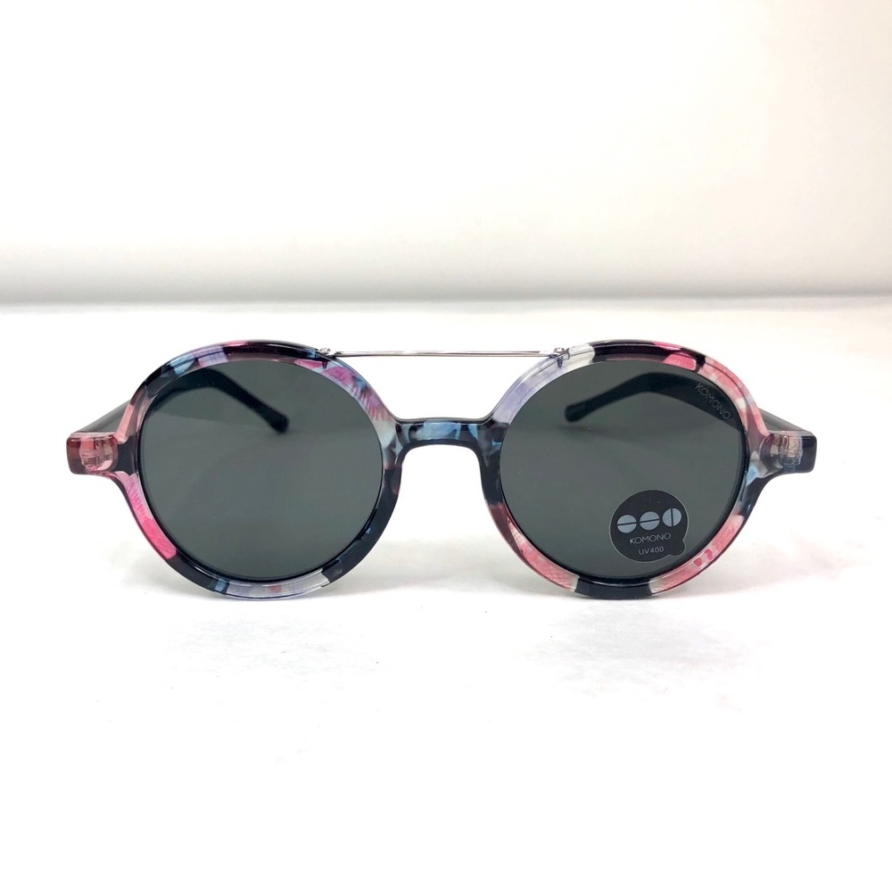 KOMONO Vivien Floral Sunglasses NEW round UV400 black pink - Picture 4 of 10